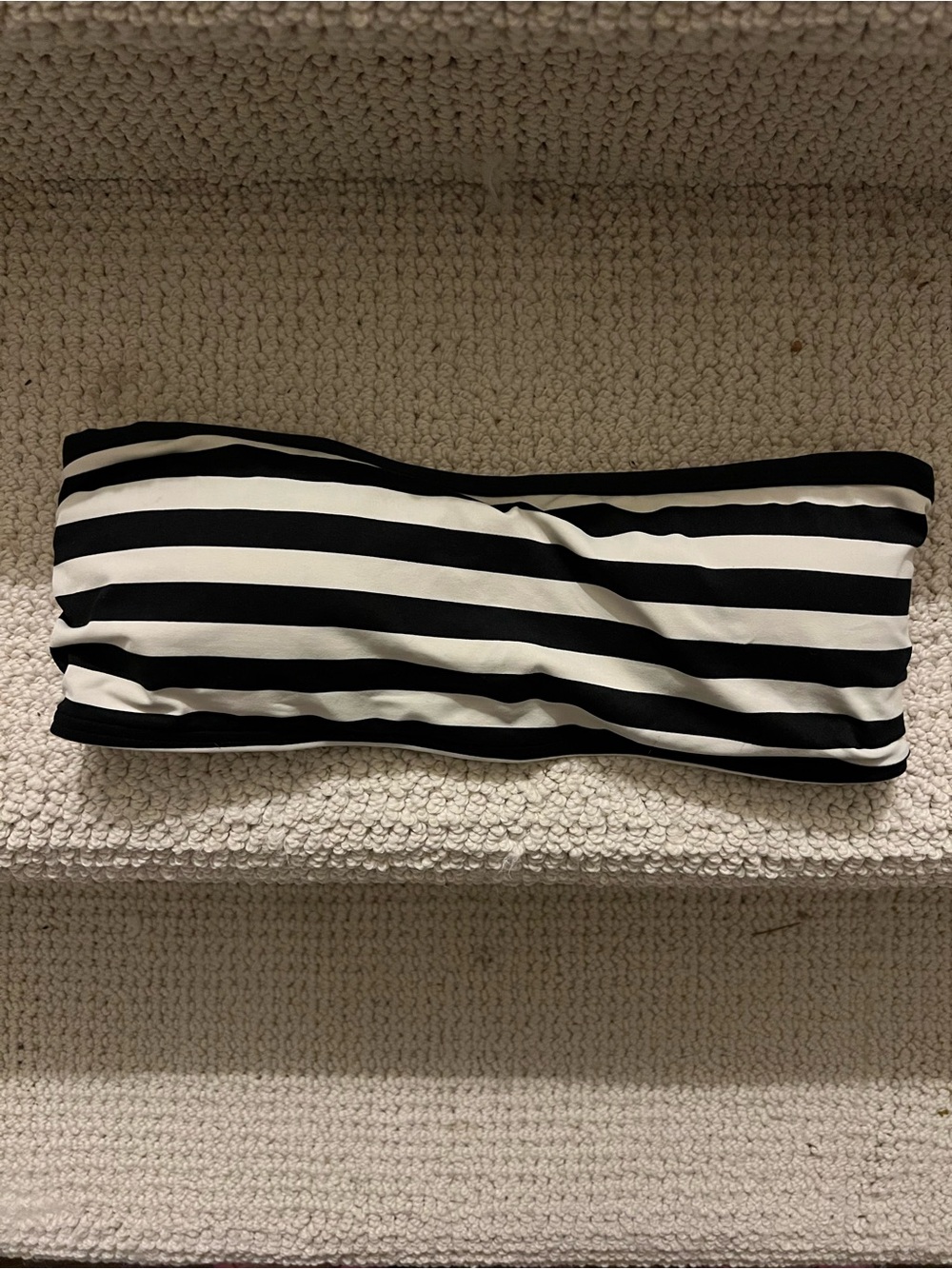 DKNY Black and White Striped Bandeau Swim Top size Medium